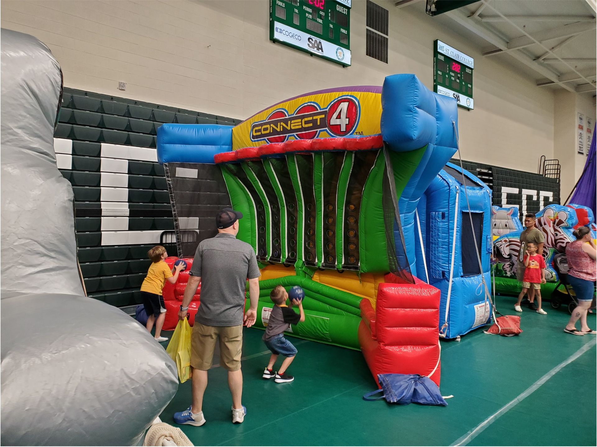 Inflatable rental setup at outdoor community event